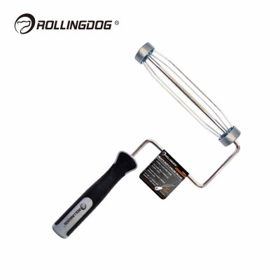 Rollingdog 9 Inch American Style Chrome Plated Wire Soft Rubber Handle Paint Roller Frame Use With 38mm Core Dia. Roller Cover